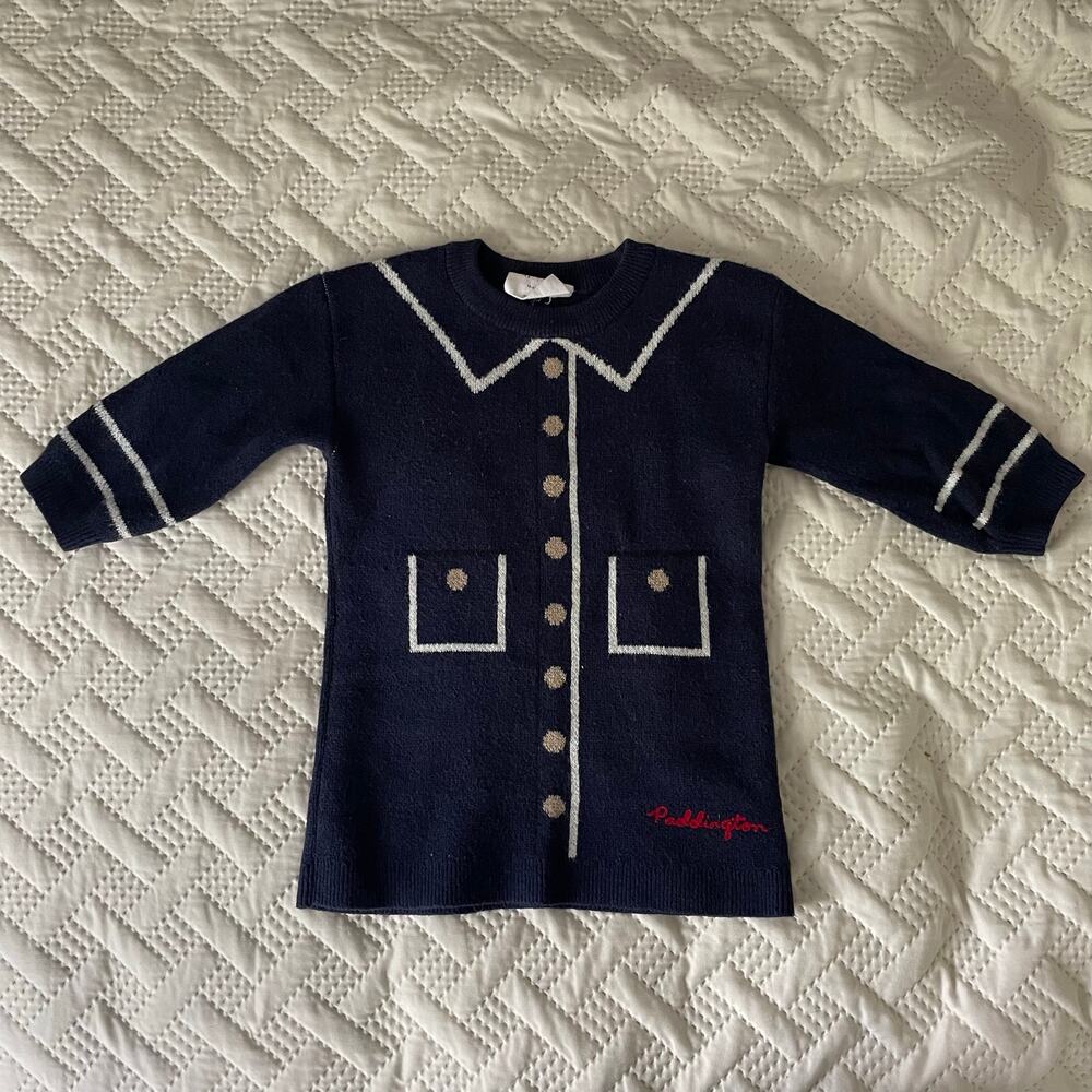 Baby Gap Paddington Bear CashSoft Sweater Dress Navy Blue Sz 12-18 Months RARE - Picture 13 of 13